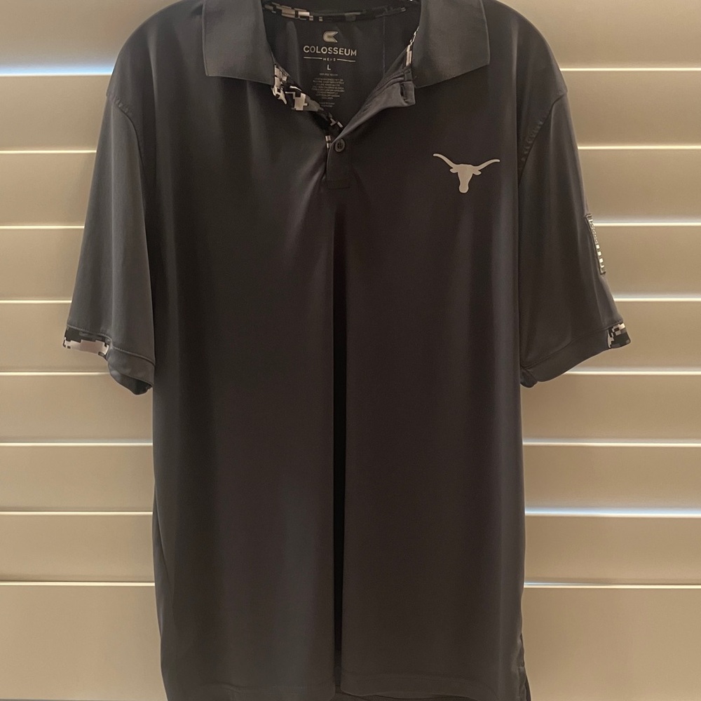 Colosseum Gray Longhorn Camo Polo